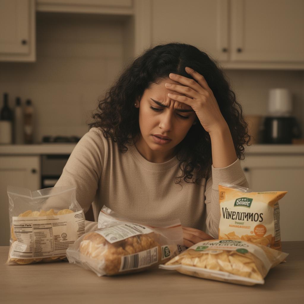 Mujer disfrutando un postre saludable en una cocina cálida